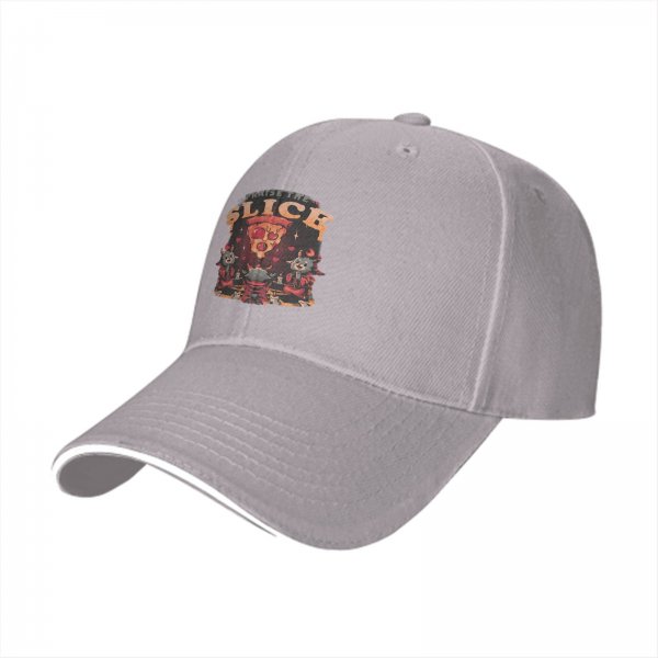 Black Baseball Cap With Praise The Slice Pizza Demon Graphic