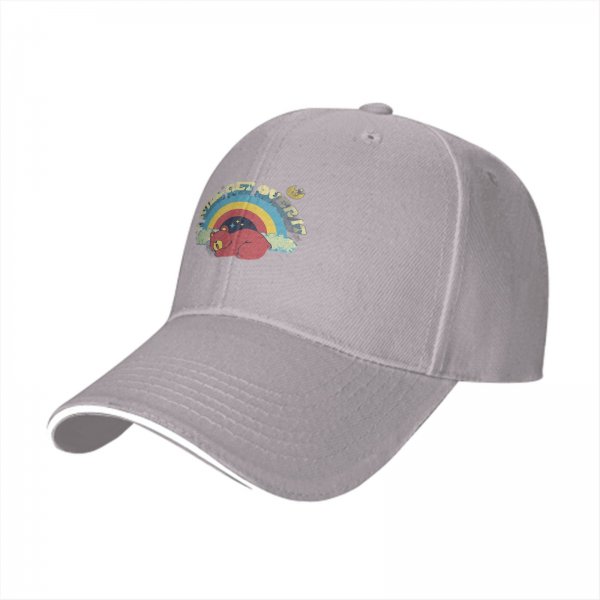 Black baseball cap with sleeping bear rainbow graphic and text