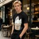 Olive T-Shirt With Cute Chicken In Pi Pot Graphic