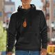 Black Hoodie with Lute and Green Foliage Graphic Print