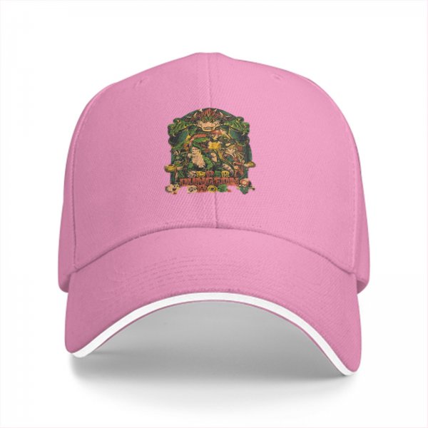 Black Baseball Cap With Fantasy Dungeon Themed Graphic Print