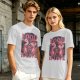 Olive graphic t-shirt with food is love and cartoon animal design