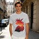 Olive T-Shirt With Fiery Lion Creature Graphic Print