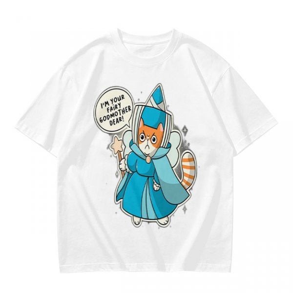 Olive T-Shirt With Fairy Godmother Cat Graphic Print