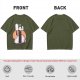 Olive t-shirt with Snoopy and Woodstock sushi print