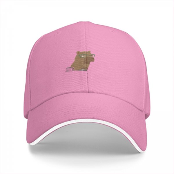 Black Baseball Cap With Capybara Wearing Glasses Graphic