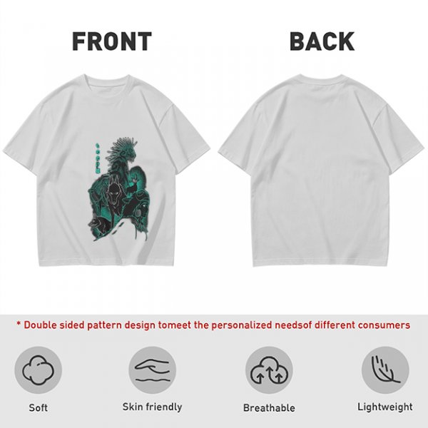 Olive T-shirt with Dark Fantasy Spirit Creature Graphic