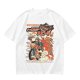 Olive green graphic tee with retro masked rider ramen motorcycle art