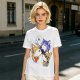 Olive T-shirt with Space Fox Crew Graphic Design