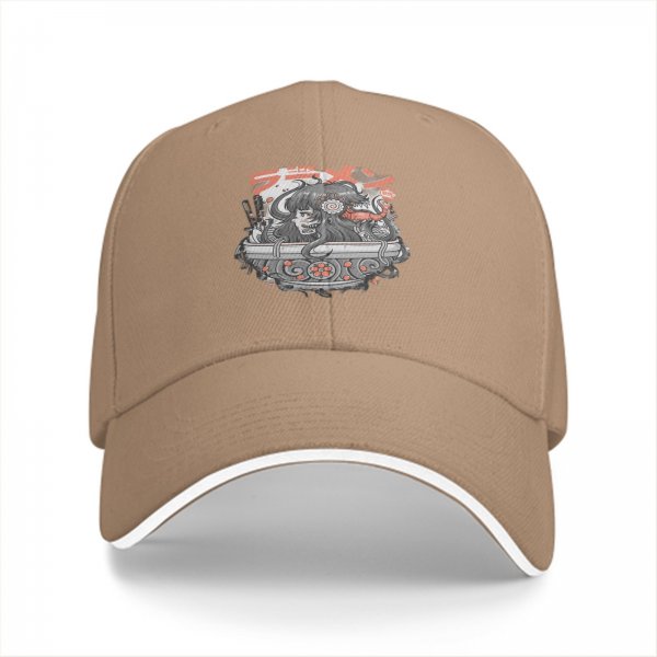 Black Baseball Cap With Japanese Ramen Themed Graphic Print