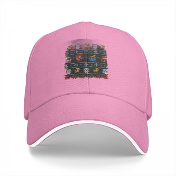 Black Baseball Cap With Ugly Christmas Style Fantasy Character Print