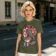Olive T-shirt with Godzilla eating ramen graphic
