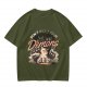 Olive graphic t-shirt with 'Don't Fight Your Demons' cat art