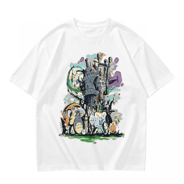 Olive T-shirt with Studio Ghibli Character Mashup Art Print