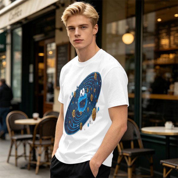 Olive T-Shirt With Cookie Monster Space Galaxy Cookie Print