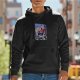 Black Hoodie with Anime Character Breaking Through Wall Art Print