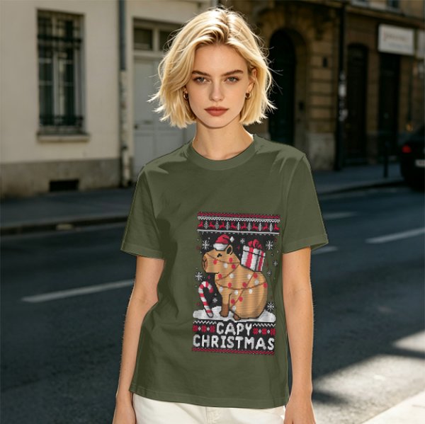 Capy Christmas Ugly Christmas Sweater Style T-Shirt