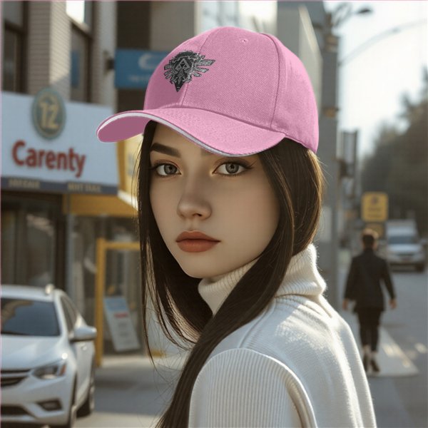 Black Baseball Cap With Fantasy Crest Emblem