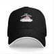 Black baseball cap with no thoughts sleeping character on cloud graphic