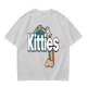 Olive Green T-Shirt With Kitties Rainbow Graphic Design