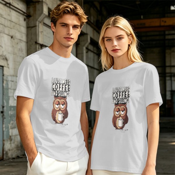 Owl Coffee Silence T-Shirt for Relaxed Daily Wear