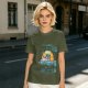 Olive Summer Umbrella Graphic T-Shirt with Retro Beach Illustration