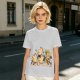 Olive Green T-Shirt With Chasing Chickens And Elf Character Print