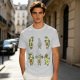 Olive Green T-Shirt with Cartoon Avocado Fitness Characters Print