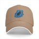 Black Baseball Cap With Playful Black Cat On Blue Abstract Background