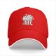 Black baseball cap with cute cat popcorn bucket graphic