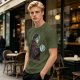 Olive Green T-Shirt With Goblin King Holding Crystal Ball Art