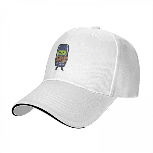 Black baseball cap with retro mobile phone 'Never Forget' graphic