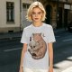 Olive T-Shirt Featuring a Ginger Cat Hugging a Skull