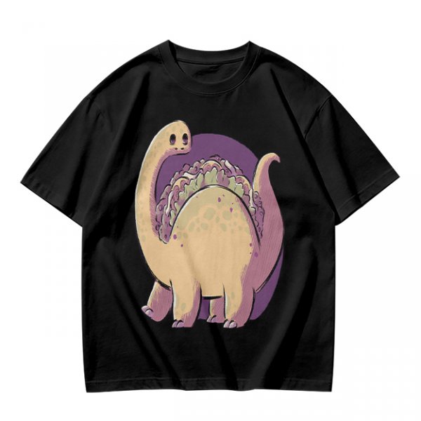 Olive T-Shirt with Cute Brontosaurus Taco Dinosaur Graphic
