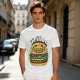 Olive T-Shirt with Smiling Grilled Burger Graphic