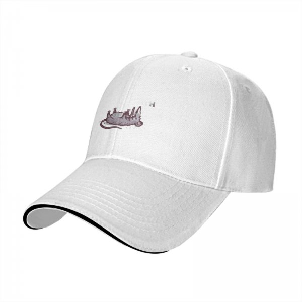 Black Baseball Cap With Opossum Graphic Print