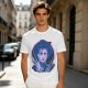 Olive T-Shirt With Neon Edward Scissorhands Portrait Print