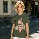 Olive T-shirt with a cute bunny monster holding You Are Great and I Believe In You signs
