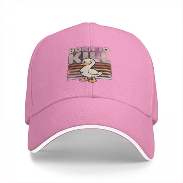 Black baseball cap with angry duck 'Born to Kill' retro graphic