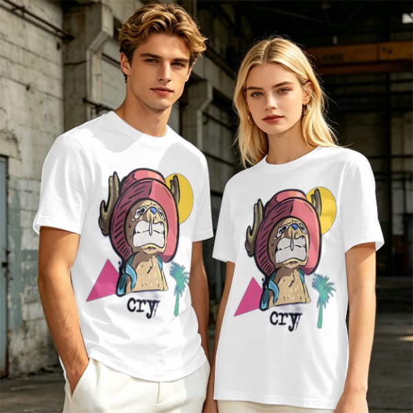 Olive T-shirt with Crying Tony Tony Chopper Graphic Print