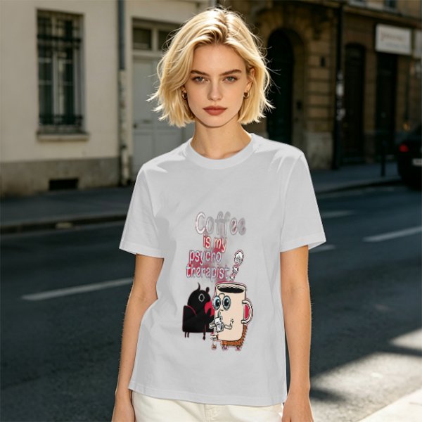 Coffee is my psychotherapist graphic olive t-shirt