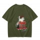 Olive graphic tee with a white cat on a stool and the text I do whatever I want