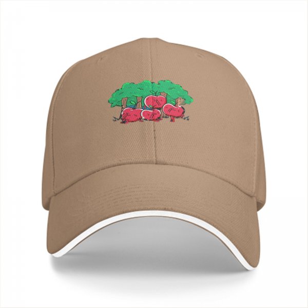 Black baseball cap with apple orchard graphic print