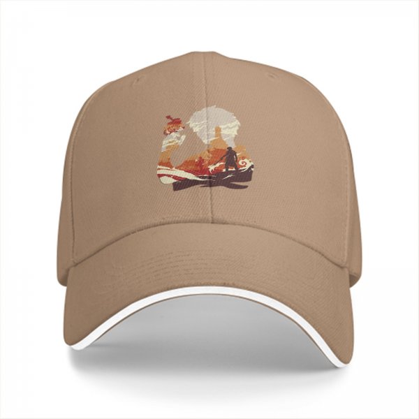 Black Baseball Cap With Anime Character Silhouette Art Print