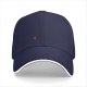 Black Baseball Cap with Small Red Logo and White Brim Trim