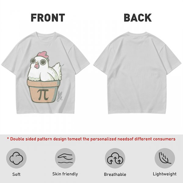 Olive T-Shirt With Cute Chicken In Pi Pot Graphic