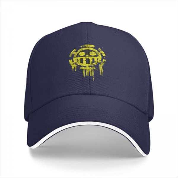 Black Baseball Cap With Distressed Yellow Skull Pirate Emblem