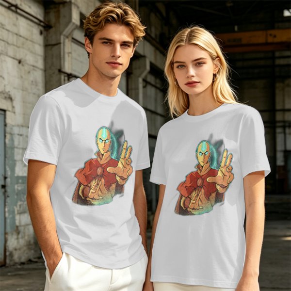 Olive Green T-Shirt with Avatar Aang The Last Airbender Art