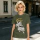 Olive graphic t-shirt with wolf rider and 'Fore' text print