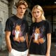Olive T-shirt with a cute chainsaw squirrel graphic